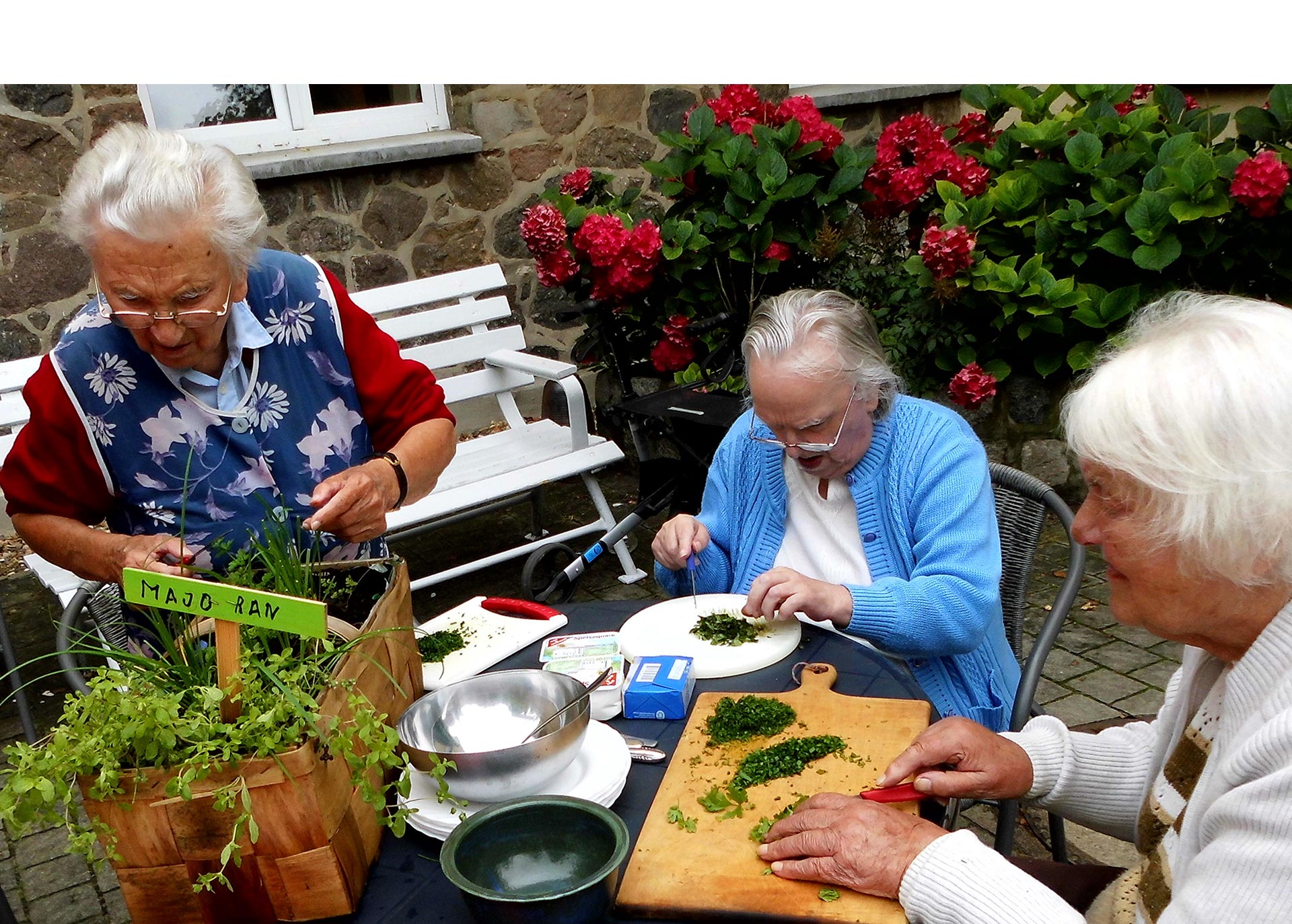 Arbeiten im Therapiegarten von Gartentherapeutin Annegret Huth